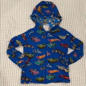 Posh Peanut Blue Kids Jacket with Colorful Car Print